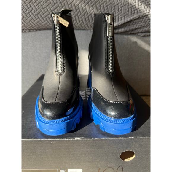 New Sorel Brex Zip Blue Heel Size 7 Waterproof Front Zipper Bold Design‎ - Picture 1 of 6